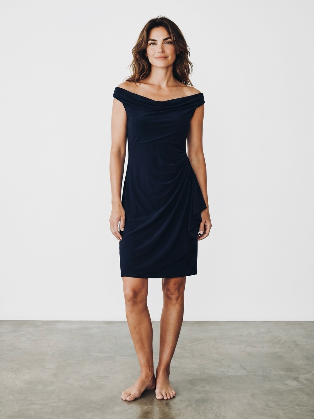 White House Black Market | Dresses | Nwt New White House Black Market Black Offtheshoulder Draped Midi Dress Size